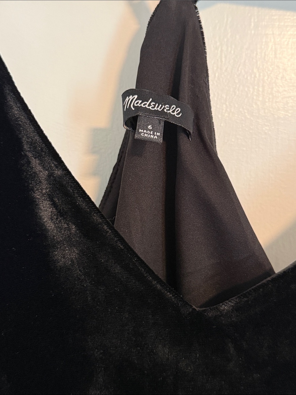 Madewell Black Velvet Mini Shift Dress - Picture 2 of 5